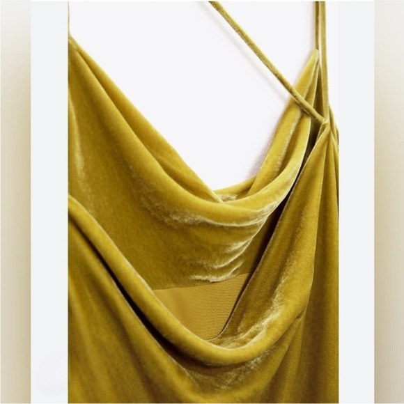 Zara Yellow Gold Maxi Slip Dress with Slit - Picture 3 of 6